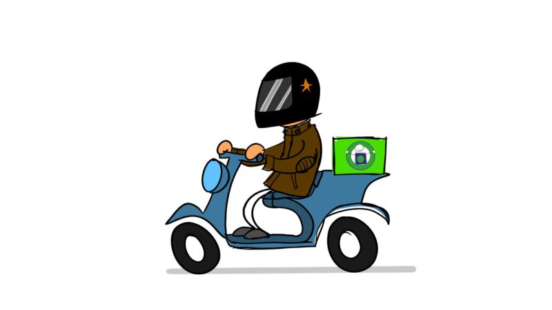 man on scooter with delivery